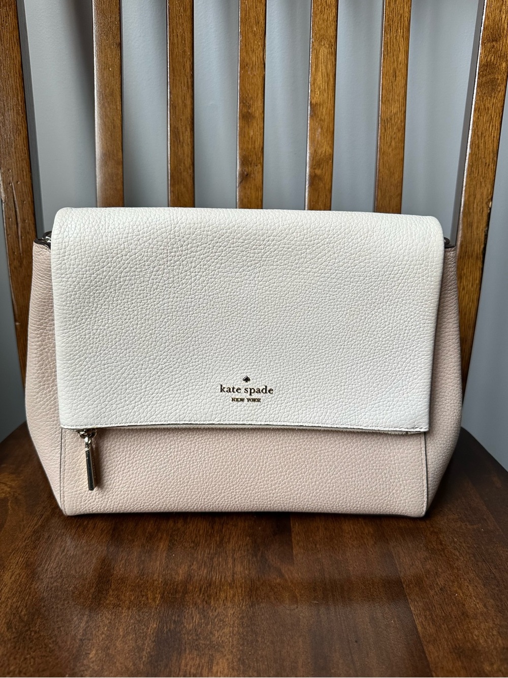Kate Spade Leila Colorblock Pebbled Leather Flap‎ Shoulder Bag Warm Beige Multi